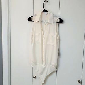 EXPRESS Solid Portofino Sleeveless Bodysuit